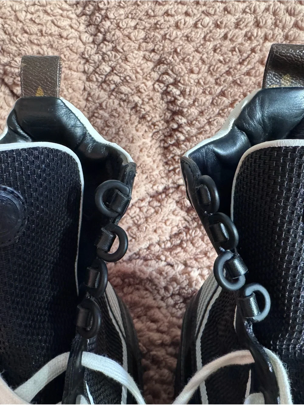 Louis Vuitton Black and White Lace-Up Platform Boots